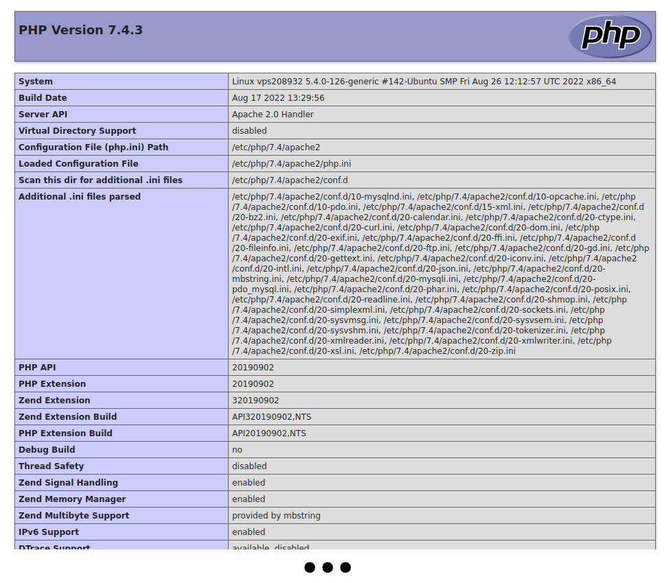 phpinfo